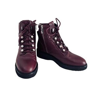 Michael Kors Tumbled Leather Merlot Embellished Trudy Bootie Size 8.5 M (SMis61)
